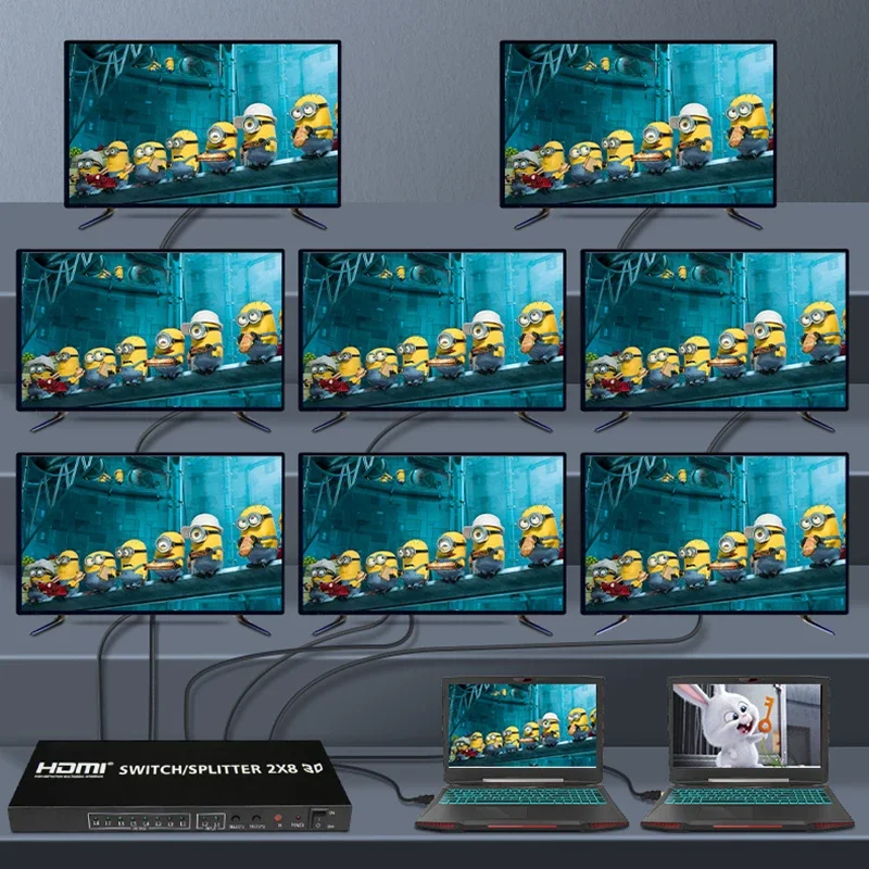 Разветвитель HDMI 2x8 Full HD 4K видео разветвитель 2 в 8 выход монитор экран дисплей для