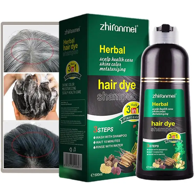 Shampoo For Gary Hair Dark Brown Black For Women Men 3 In 1 Black Hair Dye Shampoo 500ml