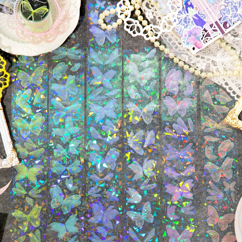 

1 рулон ленты в виде бабочки, фантазийный ночной лазер, золотое украшение для руководства, материал для домашних животных, петля, клейкая лента для резки, скрапбукинга 50 мм