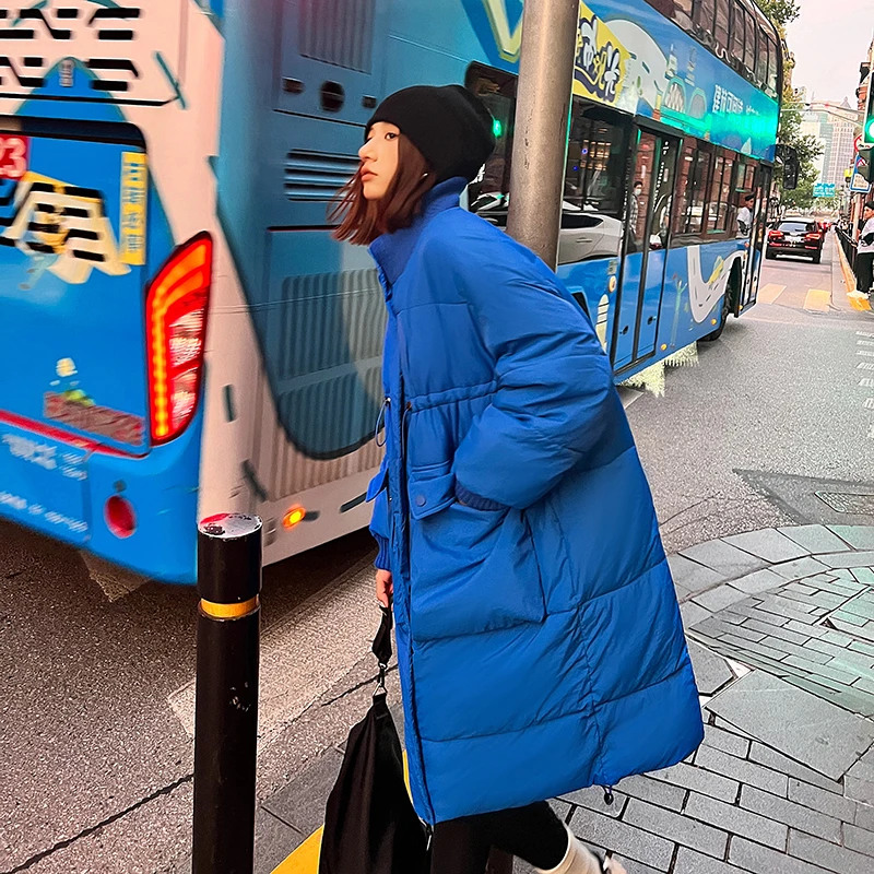 High Waisted Drawstring Puffer Jacket Teenage Girls Winter Fashion Trends Streetwear Womens Long Windbreaker Parkas Warm Clothes