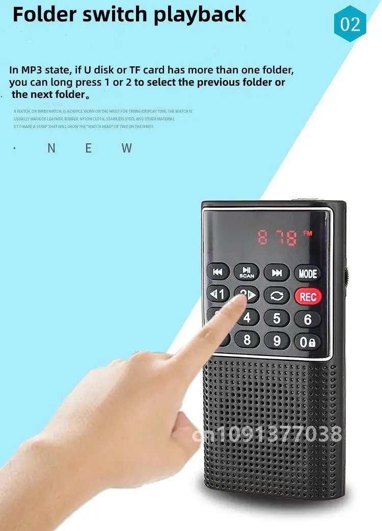 EONKO Super Mini Новое FM-радио L-328 с TF-рекордером перезаряжаемой батареей светодиодным