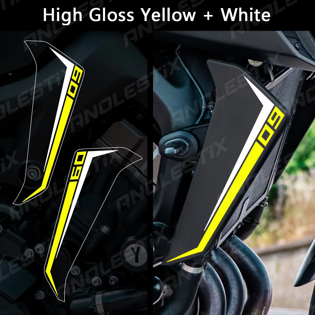 

Светоотражающие наклейки AnoleStix для мотоцикла, набор наклеек на боковую крышку радиатора для YAMAHA MT09 MT-09 SP 2017 2018 2019 2020