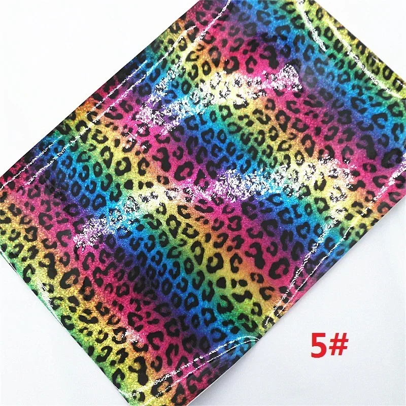 Розовые блестящие кожаные листы радужная змея леопард синтетическая кожа полосы