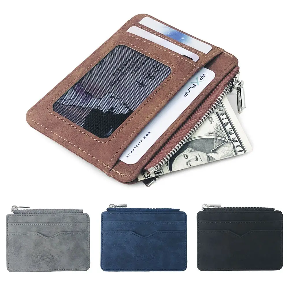 

Multi-card Matte Frosted Small Money Bag Retro Gift for Dad Coin Purse Wallet Card Holder Money Clip