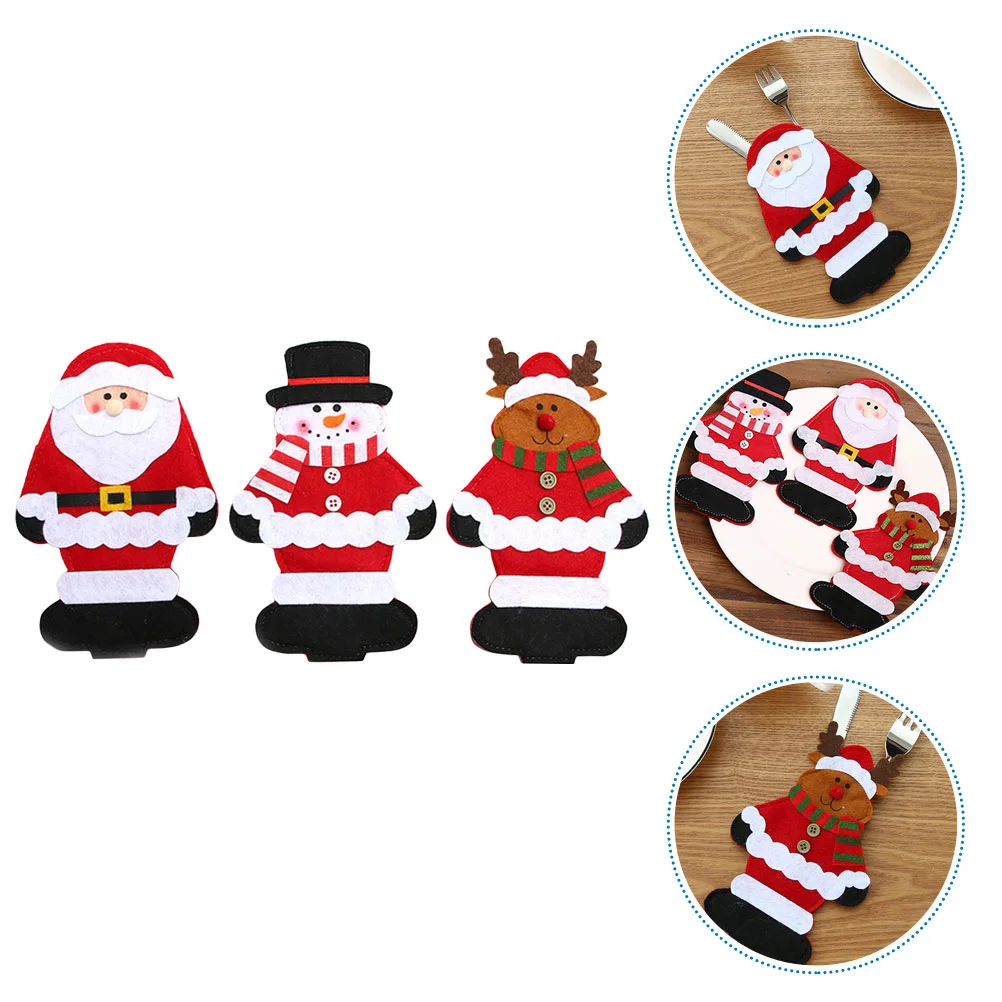 

Christmas Cutlery Holder Tablewaresilverwarecoverfork Flatware Holders Holidaypocket Snowman Santa Decor Pockets Dinnerpouch