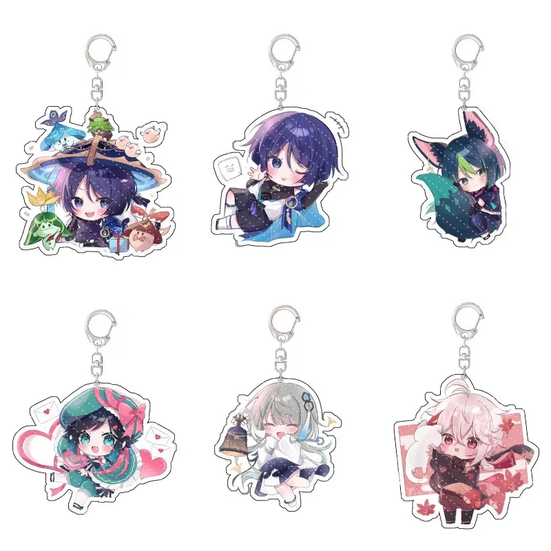 

Hot Game Genshin Impact Scaramouche Cosplay Keychain Acrylic Cute Figure Venti Keyrings Kawaii Bags Key Chains Anime Fans Gift