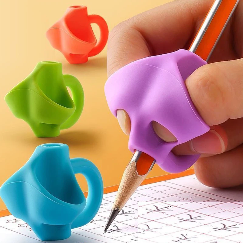 3/6/12 Pcs Three-Finger Children Pencil Pen Holder Silicone Student  Posture Correct Learning Writing Tool Correct Device