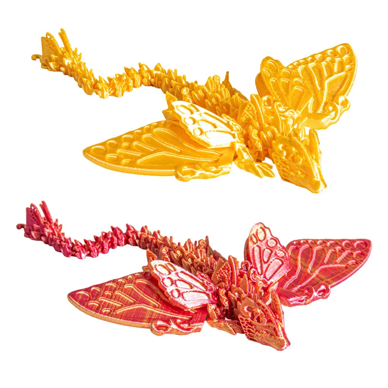 Гибкая Настольная игрушка с 3D-принтом дракона крыльями животными кристаллами