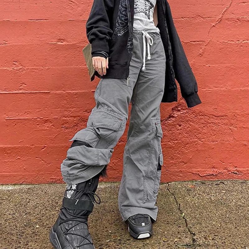 

Streetwear Low Waist Women's Fashion Pants Woman Girls Chic Wide Leg Pants Trousers Female Y2k Mom Pants