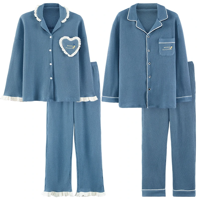 QUHENG cotton Men Pajamas Women Sets for Winter Thick Warm Long Sleeve Trousers Sleepwear 2 Piece /Set Home Clothing Male