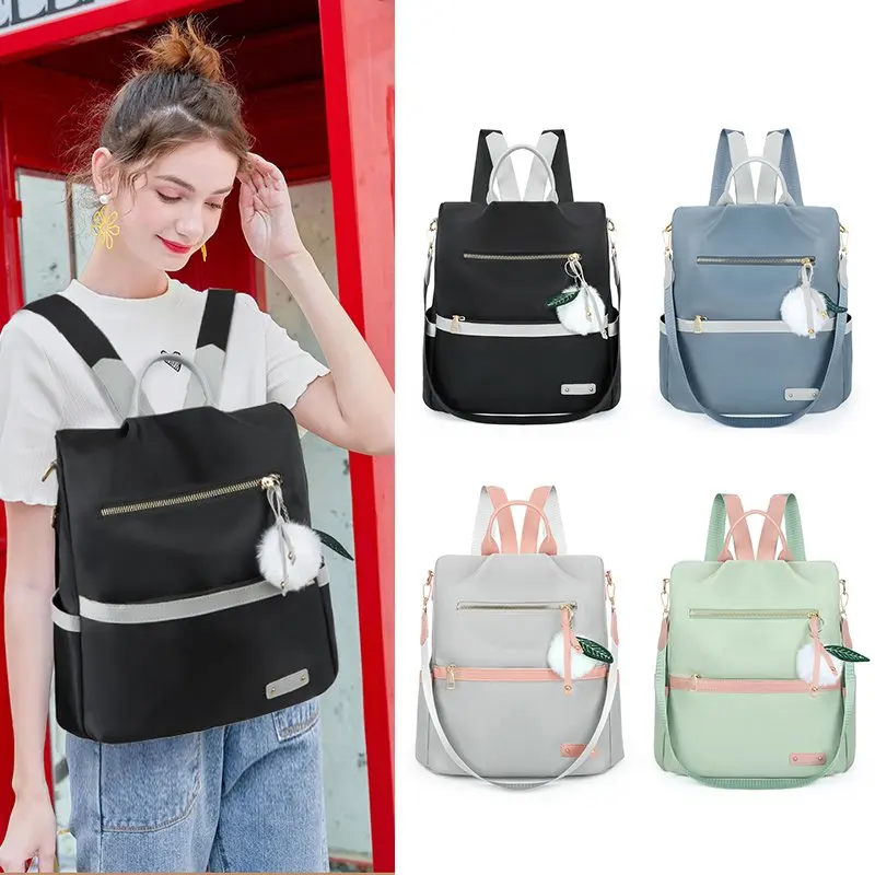 

Women's Fashion Oxford Lightweight Backpack Canvas Large Shoulder Shopper School Book Bag Black Zipper Plush Toy Replica Design