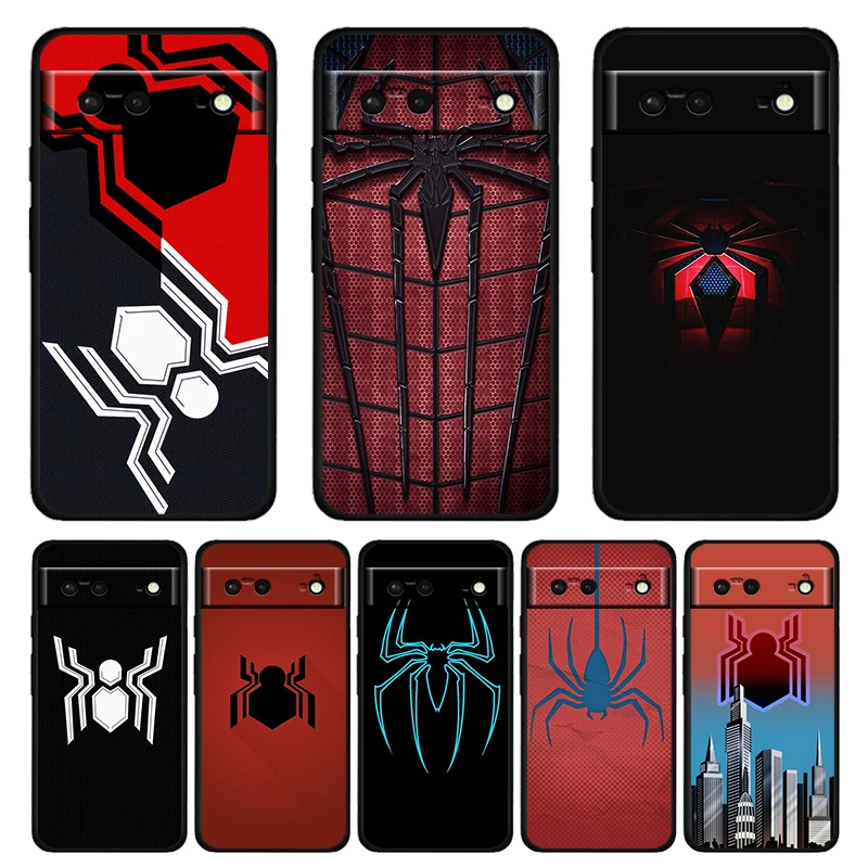 

Marvel Spider-Man Avengers Shockproof Case for Google Pixel 7 6 Pro 6a 5 5a 4 4a XL 5G Silicone Soft Black Phone Cover Capa