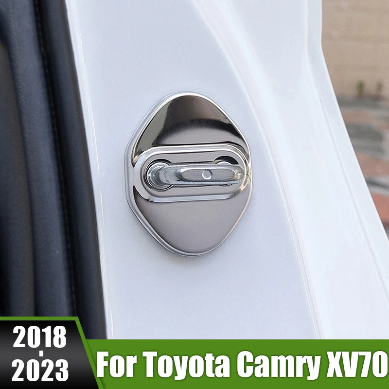 

For Toyota Camry XV70 70 2018 2019 2020 2021 2022 2023 Stainless Car Door Lock Protect Buckle Cover Latch Stop Anti Rust Housing