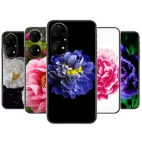 peonies beautiful flower phone case for huawei p50 p40 p30 p20 10 9 8 lite e pro plus black etui coque painting hoesjes comic fa