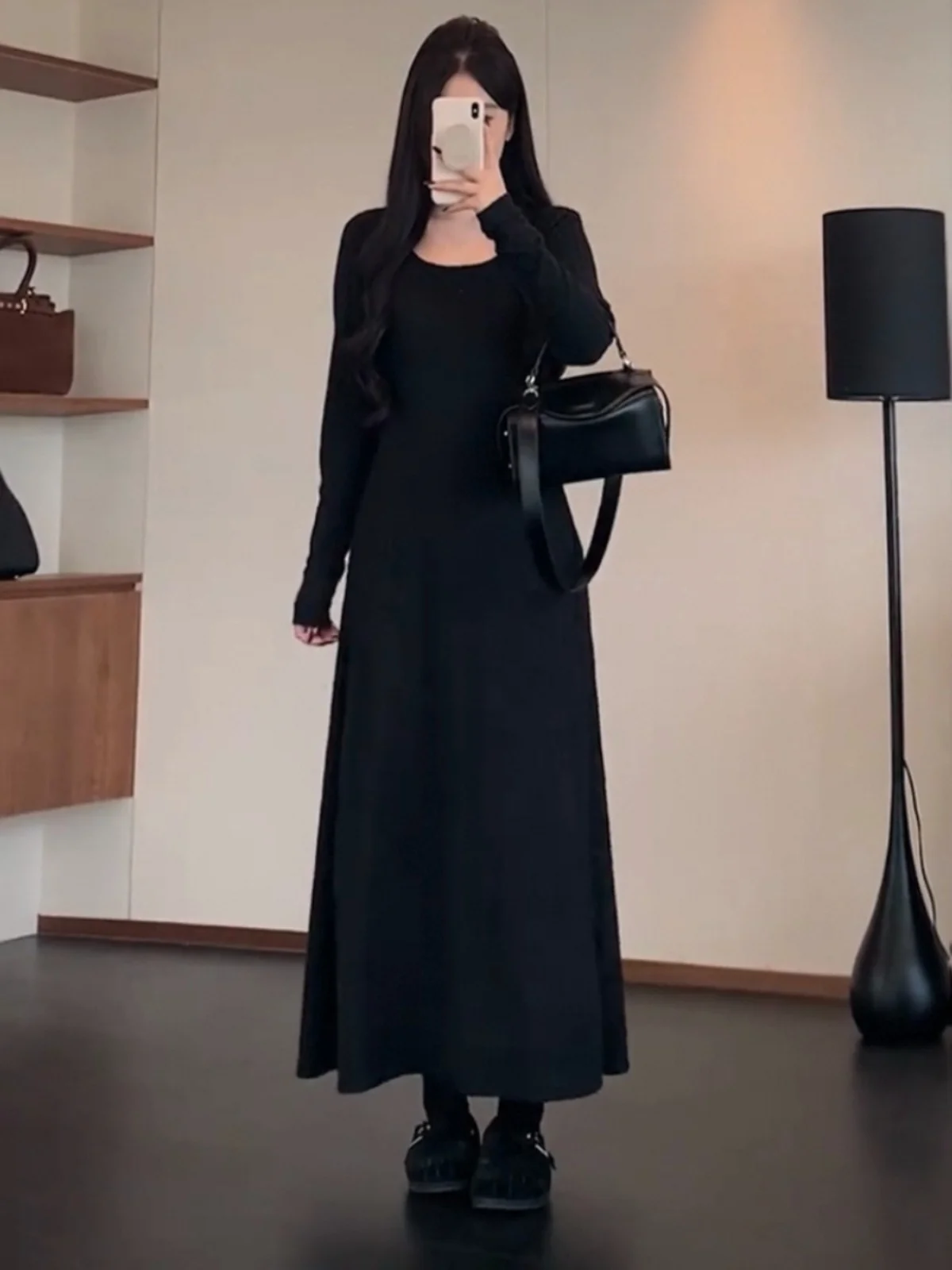 Plus size U Collar Knitted dress Women Winter Inner wear Waist Hugging Chubby Girl Slimming Sheath Skirt Royal Sister Sle T...