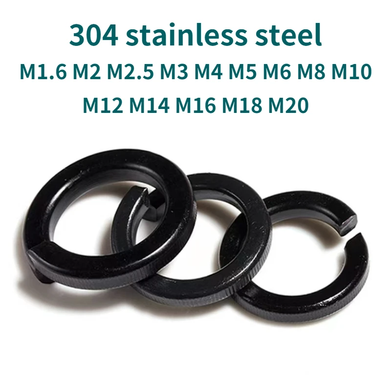 

5-200Pcs Black 316 Stainless Steel Spring Washer Stopper Spring Washer Wasserian Gasket M1.6 M2 M2.5 M3 M4 M5 M6 M8 M10 M12-M20