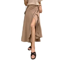 solid color high waist chiffon lace up one piece skirt womens beach wrap skirt p3 720