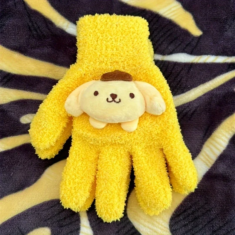 Милые женские перчатки Sanrio Kuromi My Melody в консервативном стиле с полным пальцем и