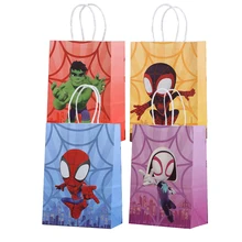Spidey and His 놀라운 친구 인쇄 선물 가방, 종이 트위스트 핸들, 선물 가방, 종이 인쇄, 치료 파티용 Goodie 가방