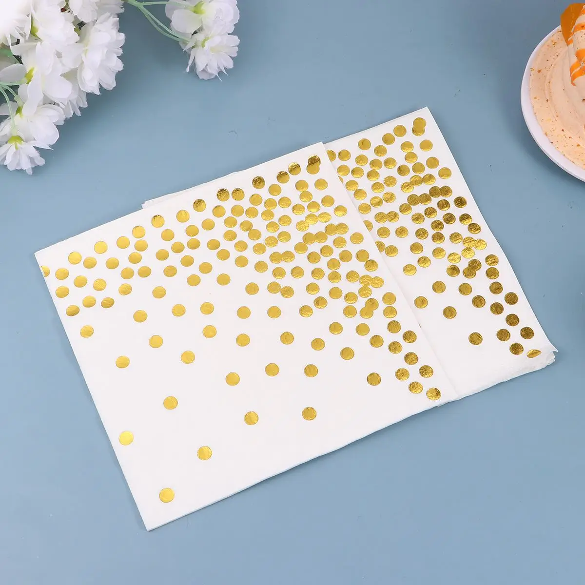 

50pcs Disposable Polka-dot Napkins Wedding Tissue Dinner Paper Towel Party Supplies for Hotel Restaurant (Golden)