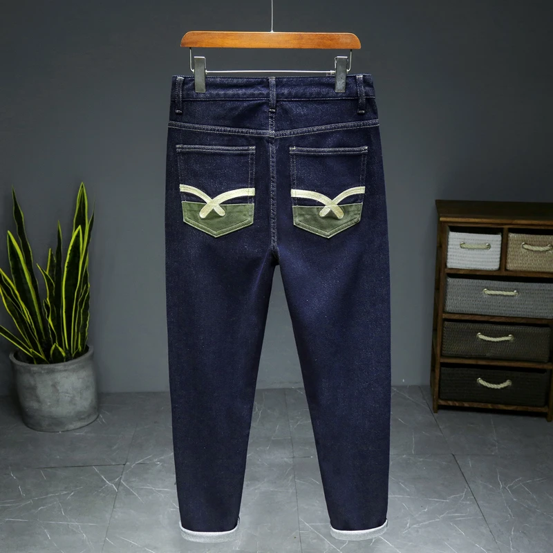 Классические мужские джинсы в японском стиле простые свободные эластичные брюки