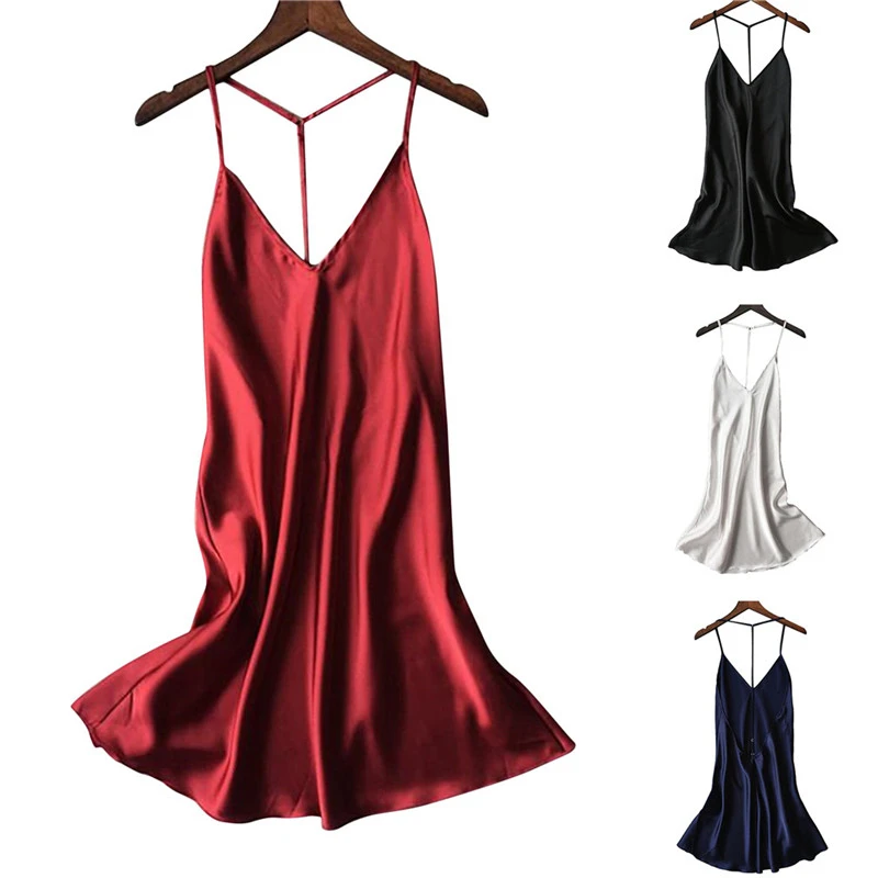 

Женская атласная ночная рубашка на тонких бретельках, пикантная ночная рубашка с V-образным вырезом, однотонная зеленая Ночная сорочка, ночное платье без рукавов