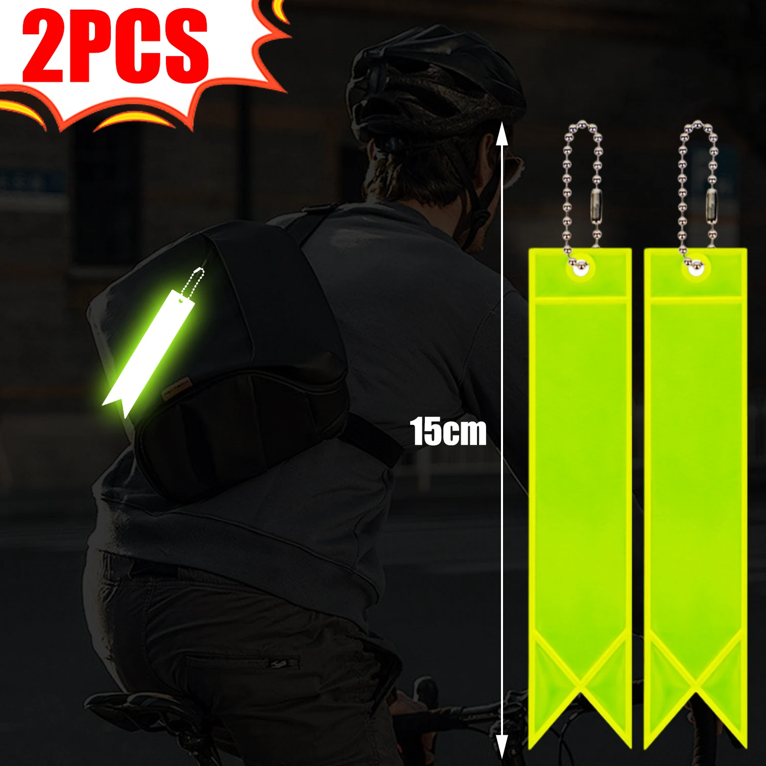 

Отражатель с цепочками, светоотражающий брелок, светоотражающий кулон из ПВХ, детский отражатель, подвеска для школьной сумки, велосипедный рюкзак, 2 шт.