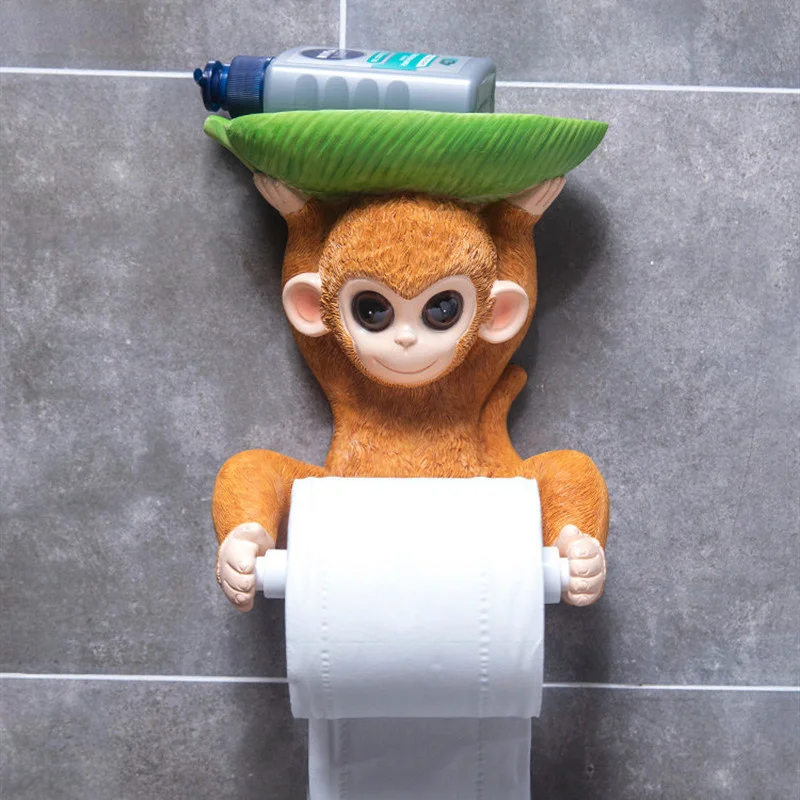 

Настенный держатель для туалетной бумаги, полка из смолы в виде обезьяны, декоративный держатель для бумажных полотенец, домашняя коробка для салфеток, стойка для хранения рулонов бумаги
