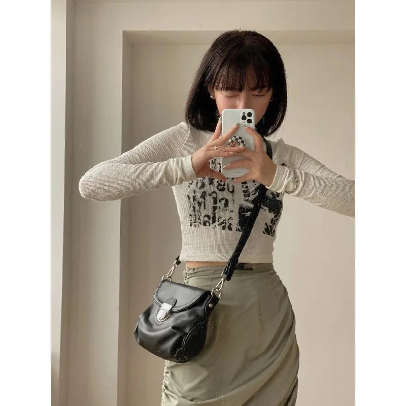 Миниатюрная дизайнерская сумка через плечо с замком стильная женская