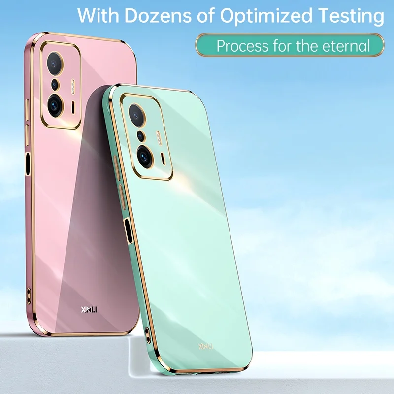 

Casing for Xiaomi 11T Pro Solid Color Straight Edge 6D Plating Phone Case Soft Cover