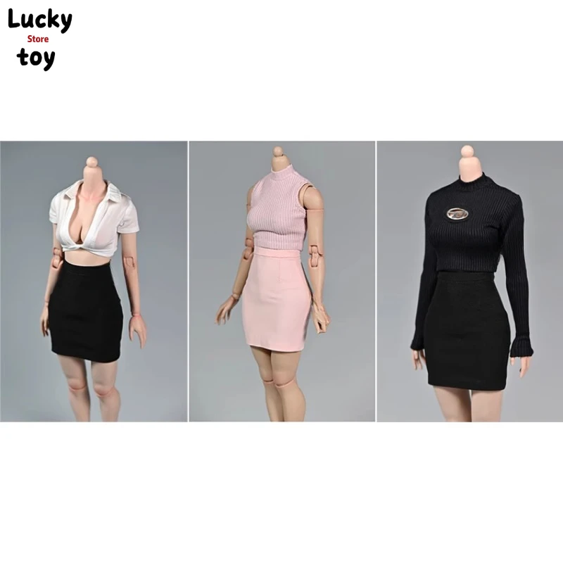 At203 1/6 весы солдат женская короткая рубашка жилет длинные топы модель одежды для 12