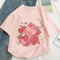 japan strawberry juice graphic t shirt women summer mens womens fashion cotton t shirt kids hip hop tops tees girl camisetas