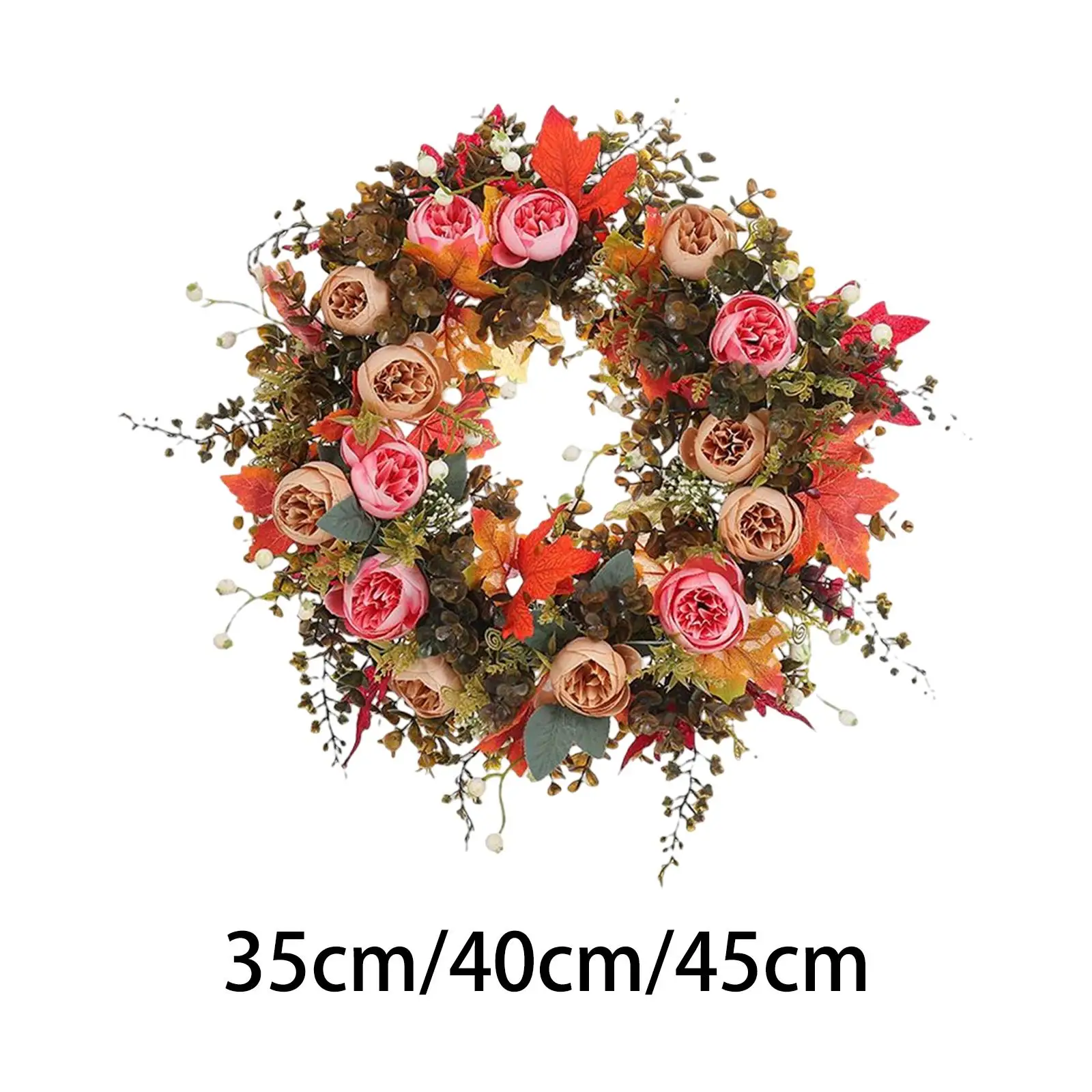 

Harvest Festival Autumn Artificial Flower Wreath Maple Leaves for Door Thanksgiving Home Decor Pendant