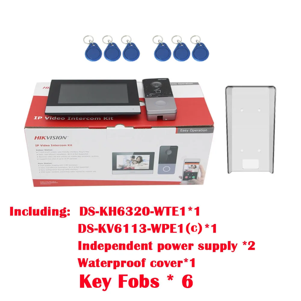 

Top IP Video Intercom Kit DS-KIS603-P(C) Include DS-KV6113-WPE1+ DS-KH6320-WTE1 POE Doorbell Door Station WIFI Monitor