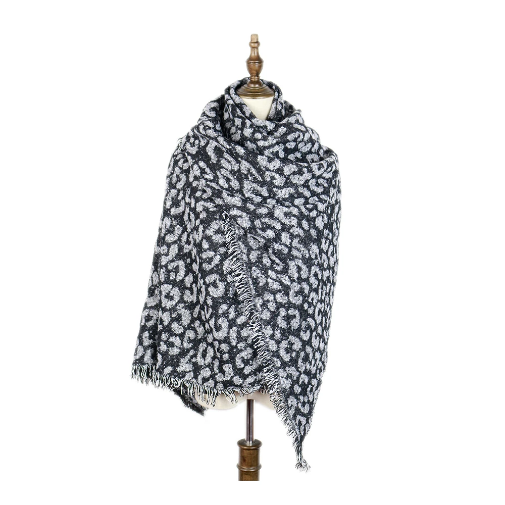 Леопардовый шарф Женский тканый палантин шали-петли пряжа роскошные длинные