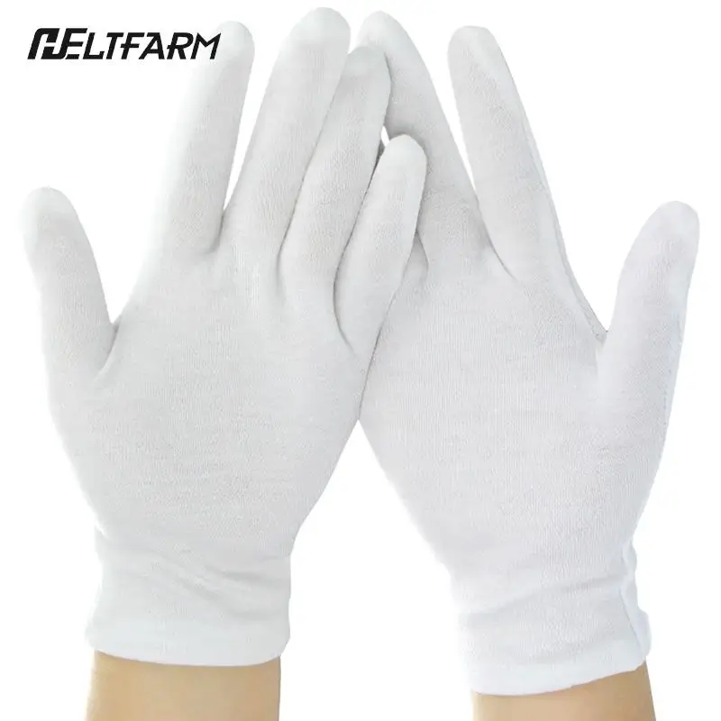 1Pair   Full Finger Men Women Etiquette White Cotton Gloves Waiters/Drivers/Jewelry/Workers Mittens Sweat Absorption Gloves
