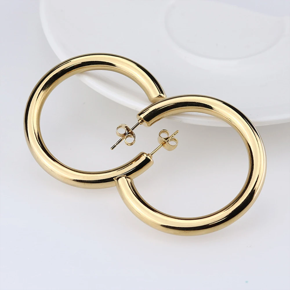 

Stainless Steel Circle Hoop Earrings For Women Girls Rose Gold Color Silver Color Round Geometry Earrings Jewelry