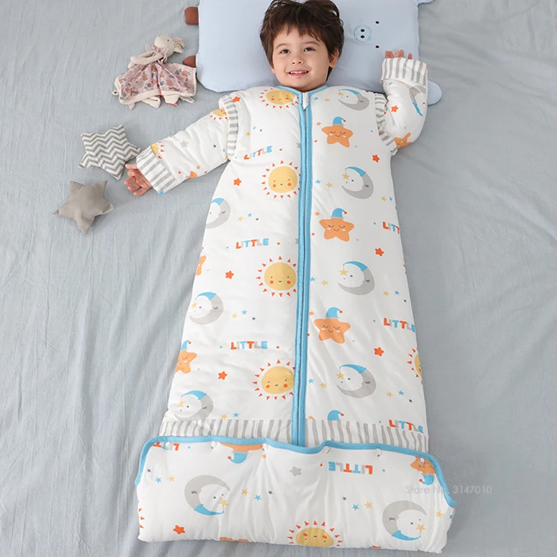 

Baby Organic Sleeping Bag Detachable Sleeve Wearable Blanket Warm Toddler Sleepsack Bedding Anti-kick Quilt 0-12 Years Old