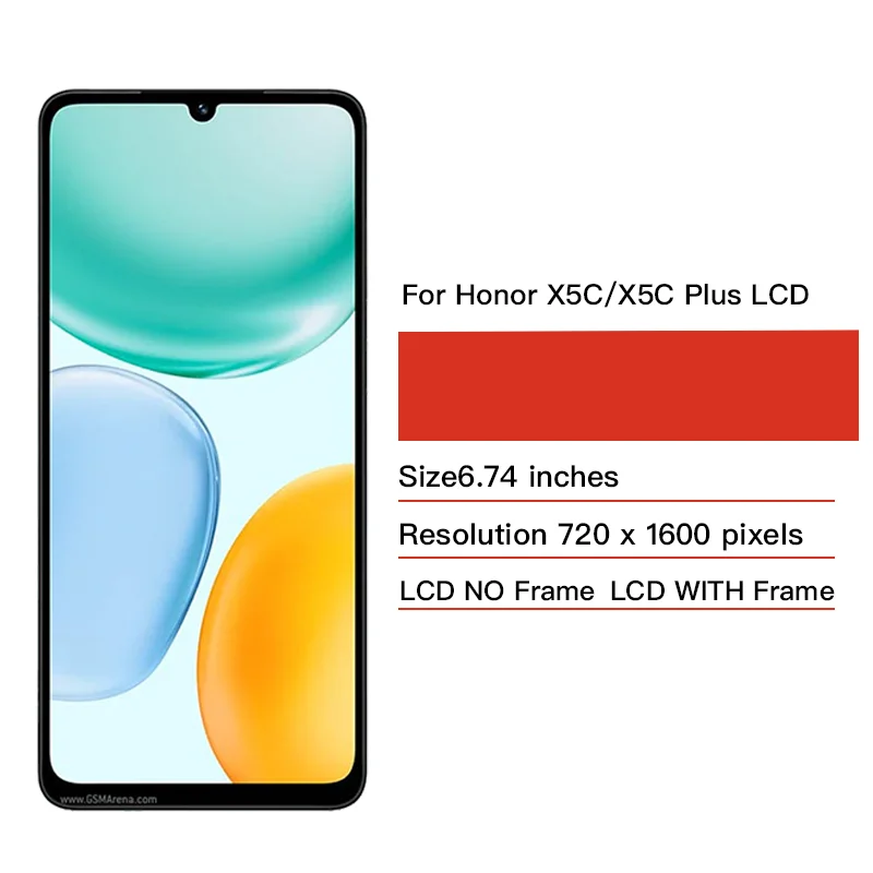 Фото 6,74-дюймовый высококачественный ЖК-дисплей для Honor X5c/X5C Plus, сенсорная панель, дигитайзер NLA-LX1, NLA-LX2P, дисплей с рамкой №2