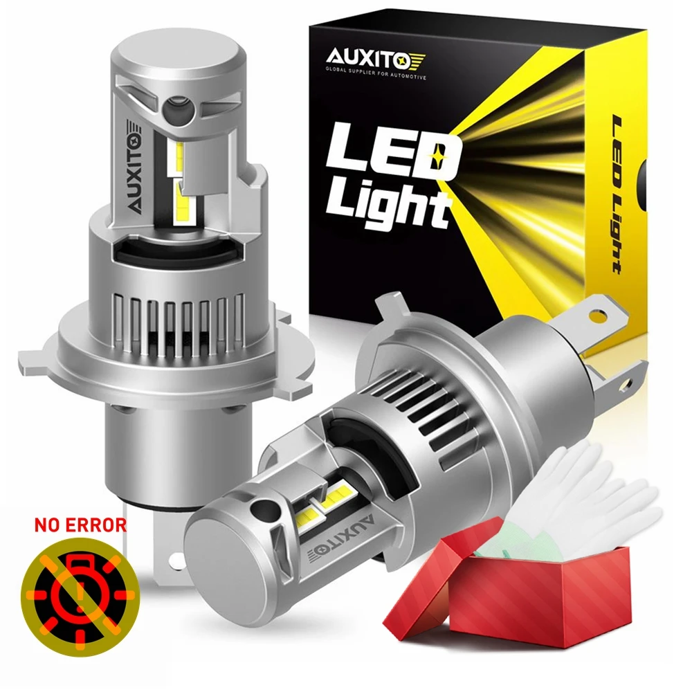 AUXITO 2PCS 20000LM H4 LED Headlight Bulbs for Car Canbus No Error 9003 HB2 H4 Hi/Lo Beam Headlamps 6000K White Auto Lamps 12V