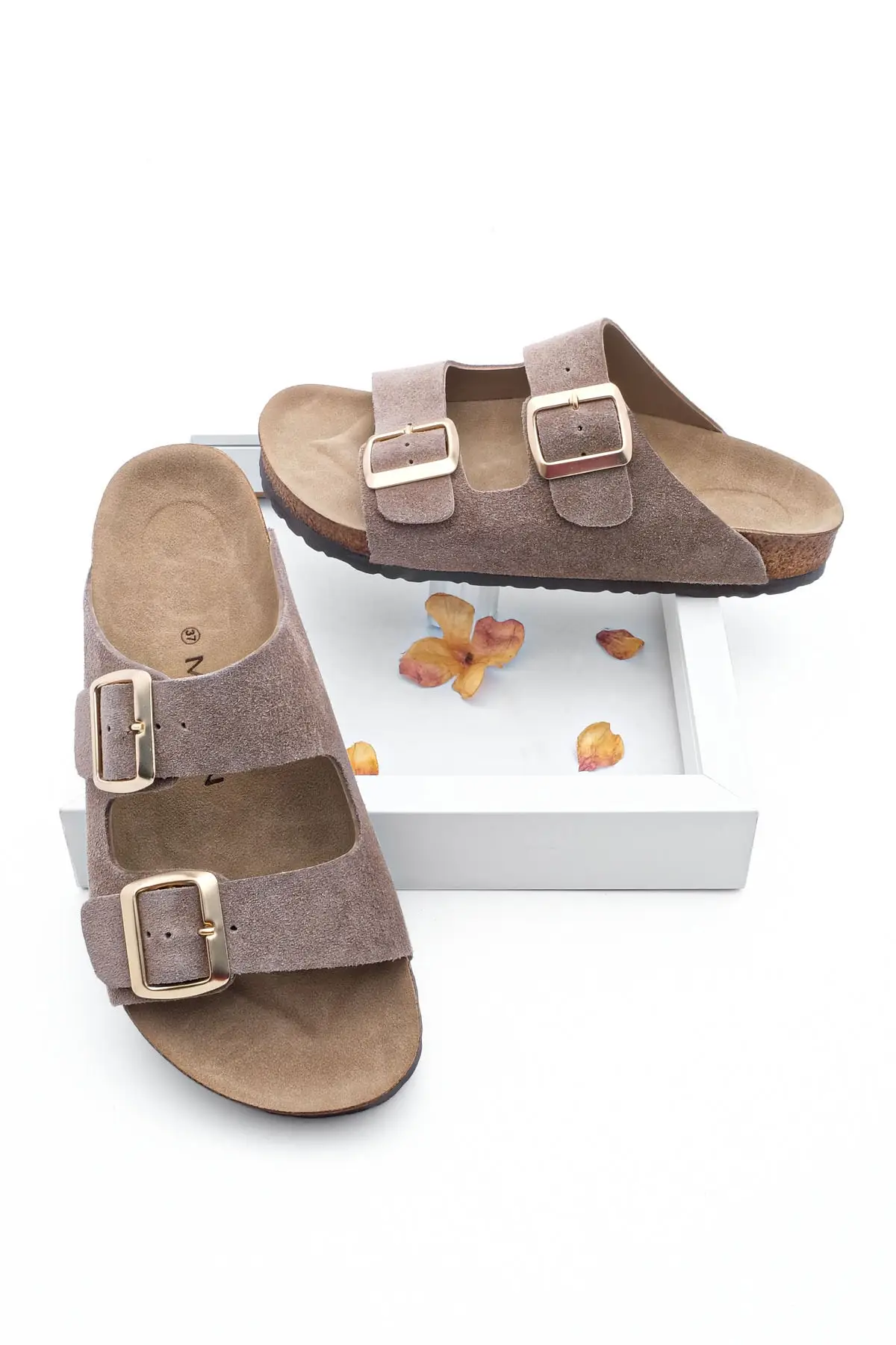 

Women genuine leather casual slippers Eva sole poly mink