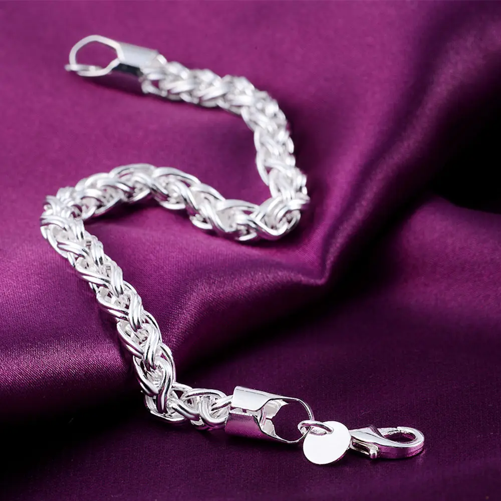 

Hot Pretty twisting circle 925 Sterling silver Bracelet for woman Popular Wedding party Christmas Gifts fashion Jewelry
