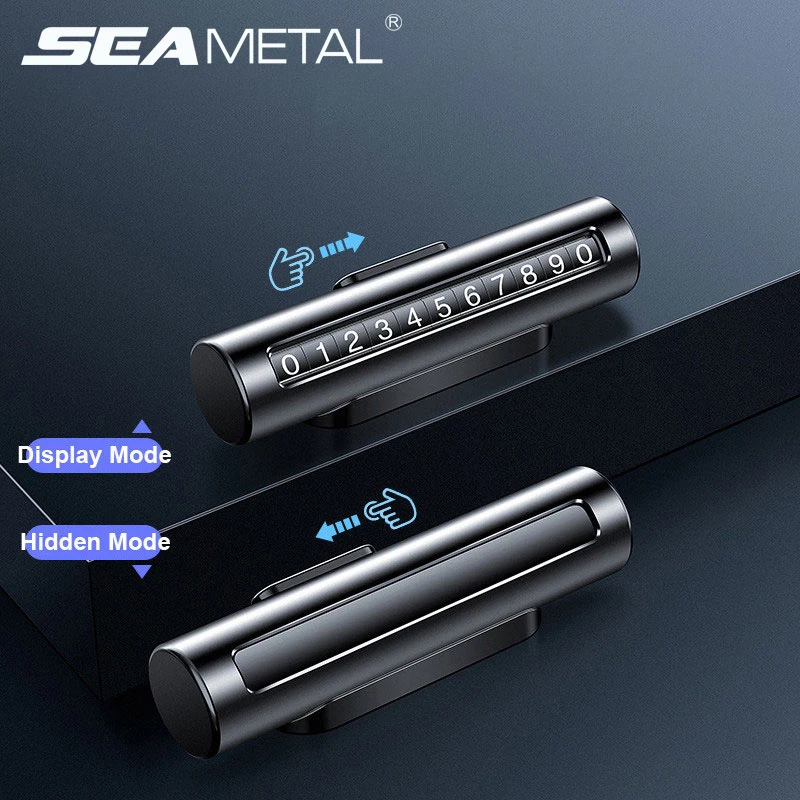 

Metal Telephone Number Car Park Stop Stickers Rotate Car Phone Number Plate For Car Styling Temporary Parking Card 12.2x2.8cm
