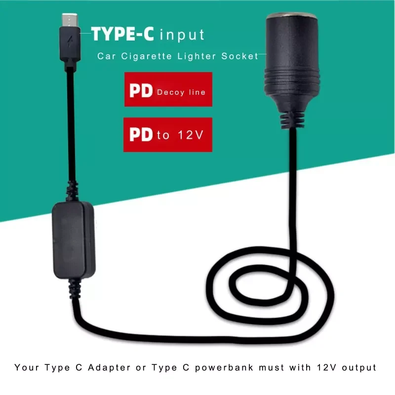 USB C PD Type Male к 12V розетка для автомобильного прикуривателя Female Step Up Cable записи