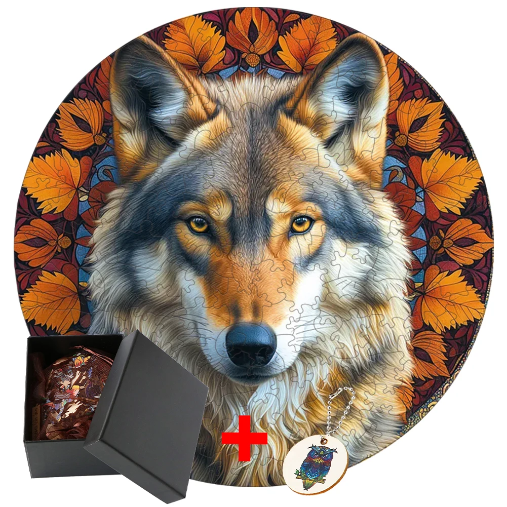 Волк детский деревянный пазл сделай сам Игры Монтессори обучающие игрушки для