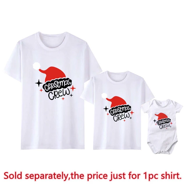 Новый рождественский комплект для всей семьи с принтом, футболка для отца, матери, дочери, сына, детские комбинезоны, хлопковая семейная оде...