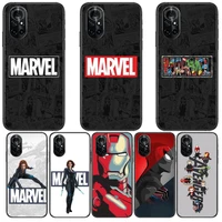 luxury marvel logo clear phone case for huawei honor 20 10 9 8a 7 5t x pro lite 5g black etui coque hoesjes comic fash design