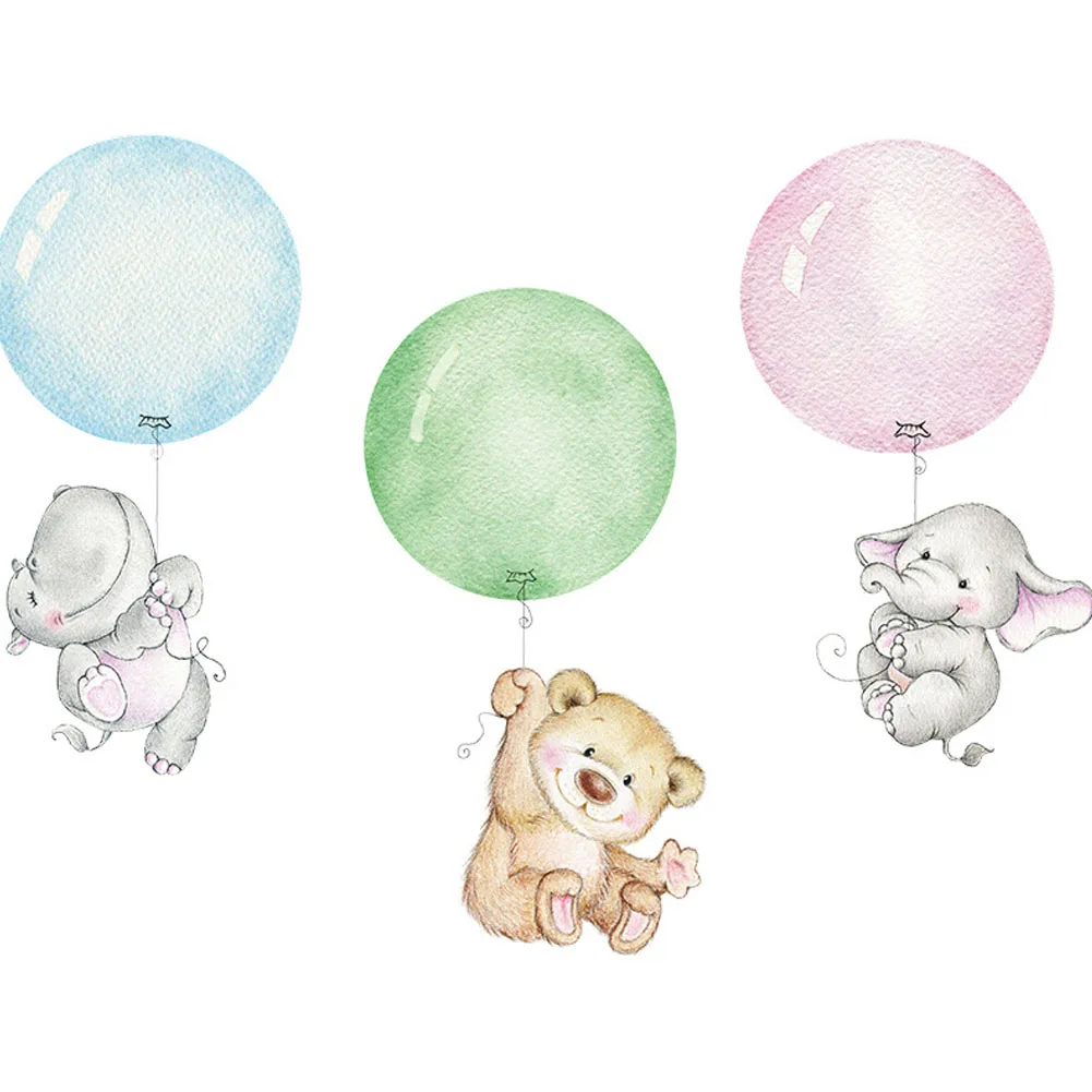

Cute Animals Wall Stickers Bear Elephant Hippo Wall Decals for Kids Room Boys Bedroom Nursery Wall Decorative Home Decor
