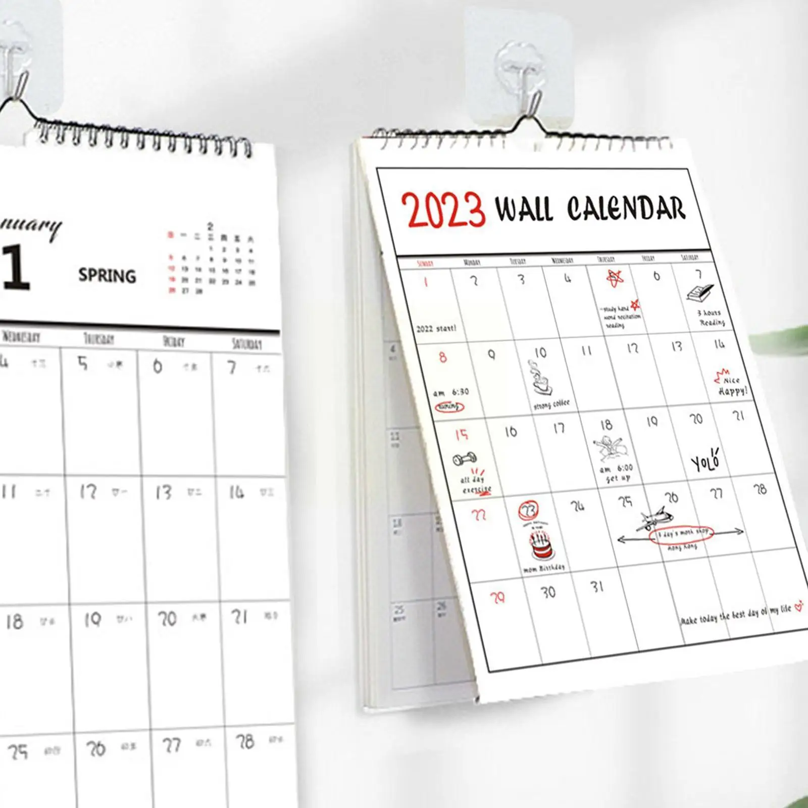 

2023 Простой настенный календарь, еженедельный ежемесячный планировщик, подвесной планировщик для заметок, настенный домашний ежедневный гр...
