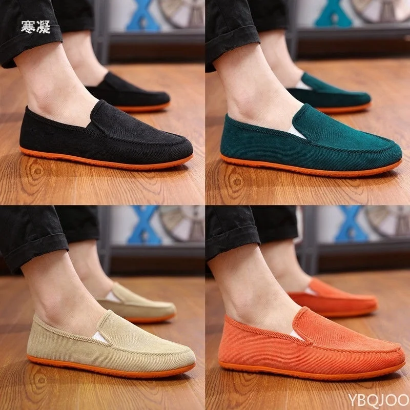 

Man's Big Size Loafers Shoes Flats Slippers Fabric Slip-on Men Driving Shoes Fashion Summer Style Soft Male Moccasins